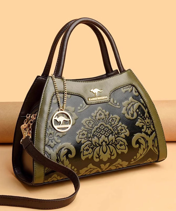Elegant Calf Tote Red Leather Embossed Bag