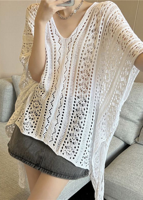 V Neck Low Design Summer Knit Ice Shirt T High Black Fashion Silk