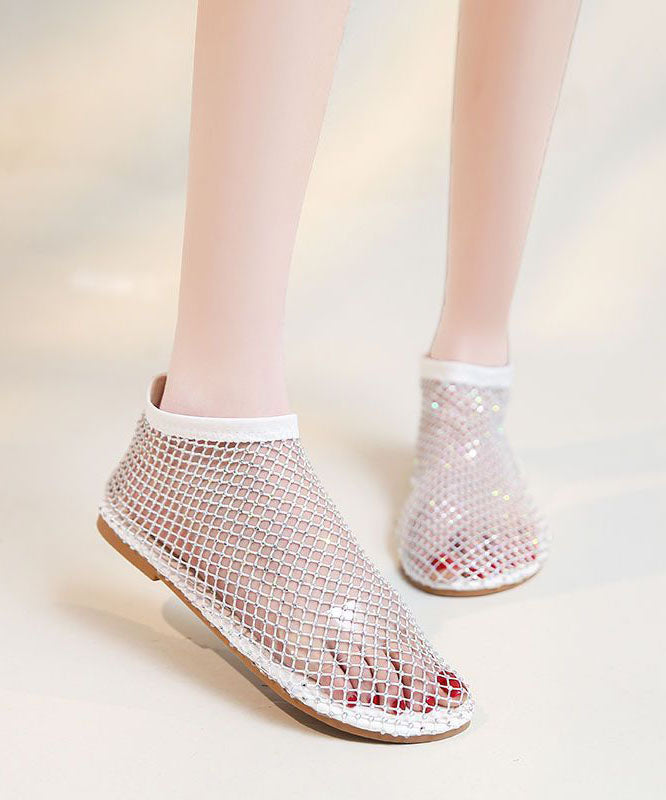 Mesh Atmungsaktive Stiefel Spleißen Zirkon Rot Sandalen Mode