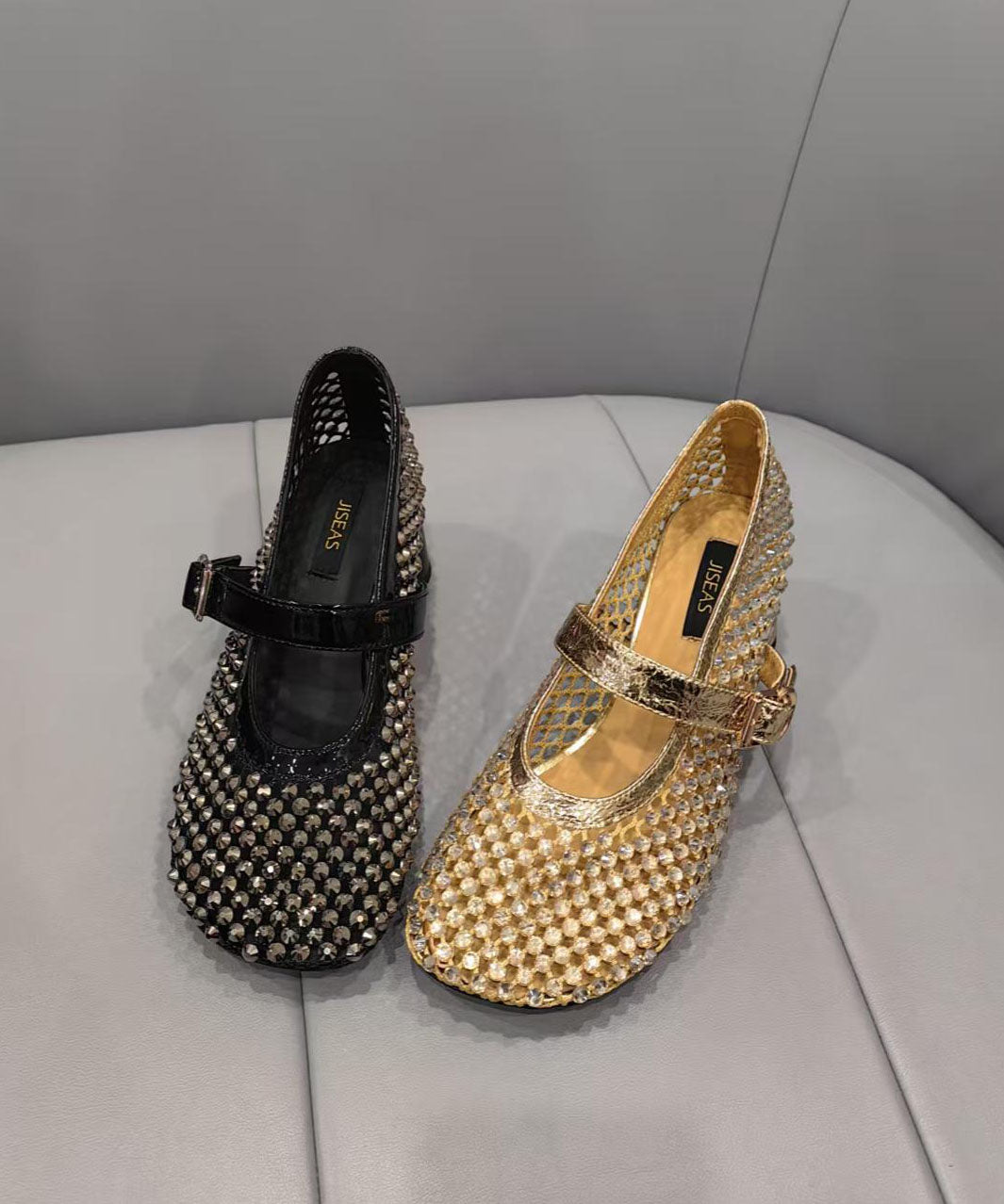 Schwarz Spleißen Schuhe Zirkon Mode Atmungsaktive Mesh Chunky