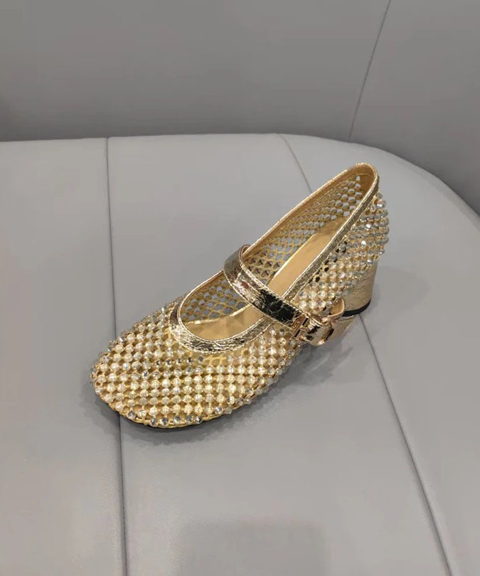 Schwarz Spleißen Schuhe Zirkon Mode Atmungsaktive Mesh Chunky