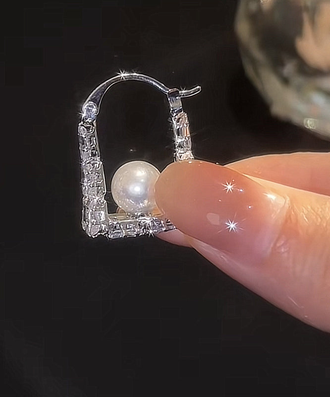 Silk Hoop Earrings Sterling Zircon Handbag Pearl Silver Fine