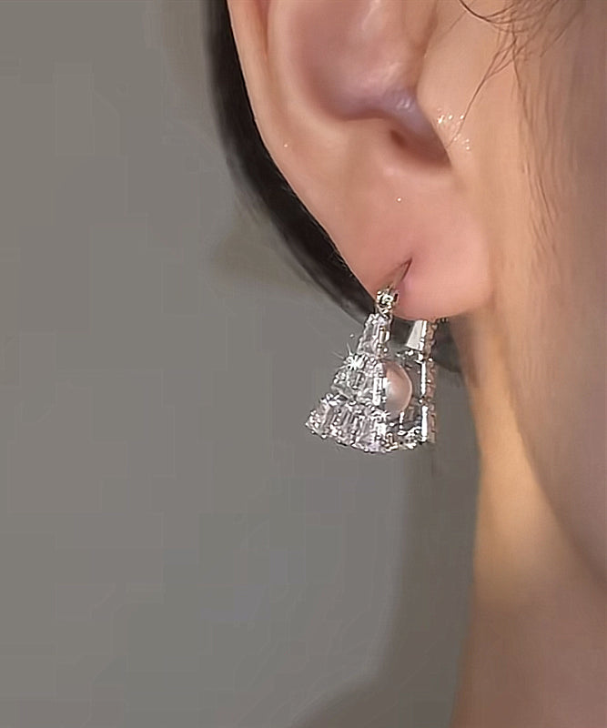 Silk Hoop Earrings Sterling Zircon Handbag Pearl Silver Fine