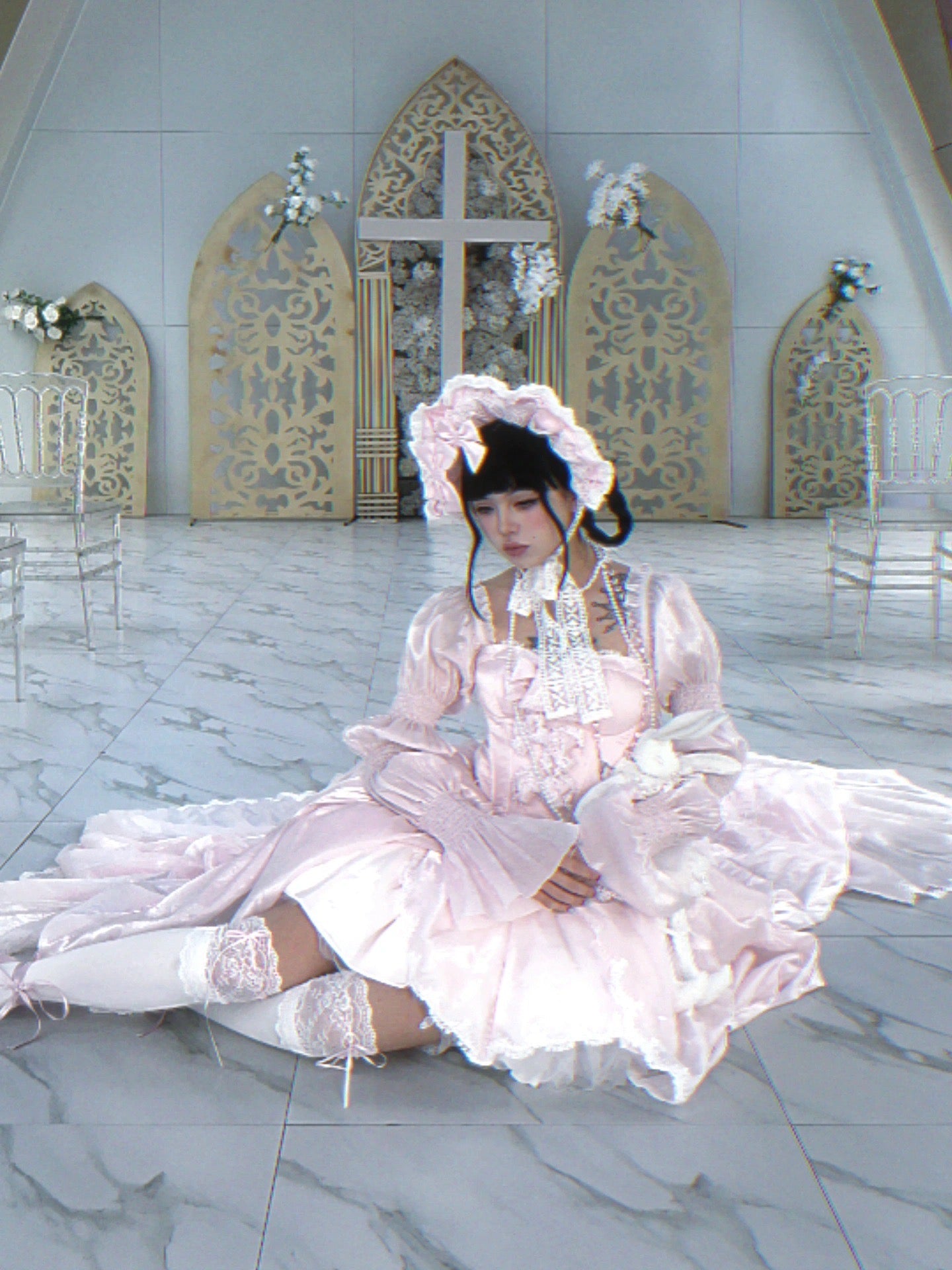 Rosa Sakura-Prinzessinnen-Kleid-Set