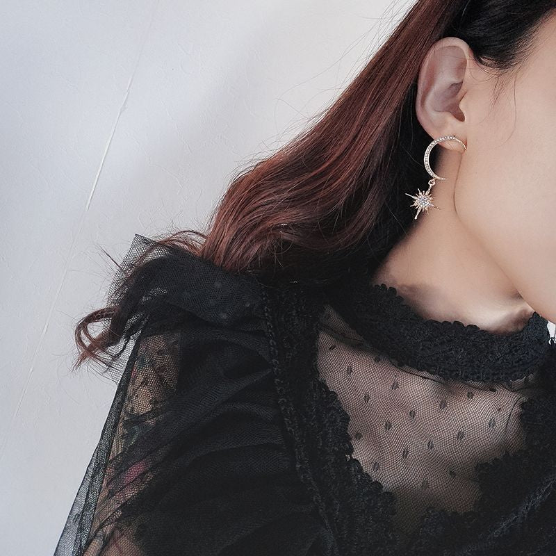 and Earring Moon Rhinestone Star Drop