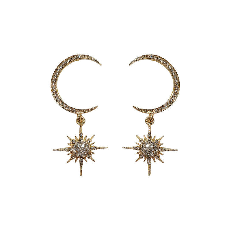 and Earring Moon Rhinestone Star Drop