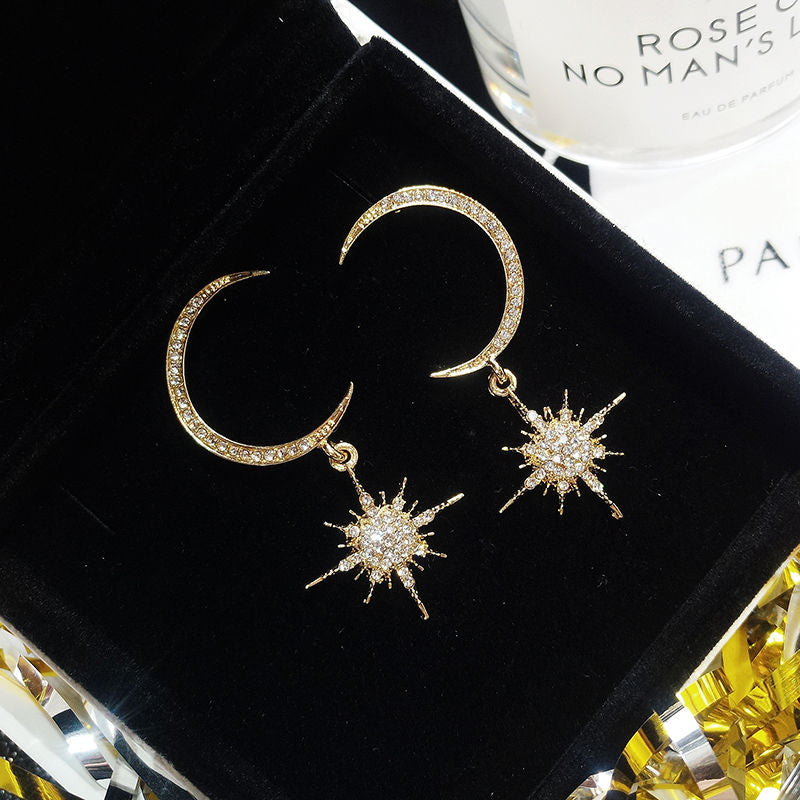 and Earring Moon Rhinestone Star Drop