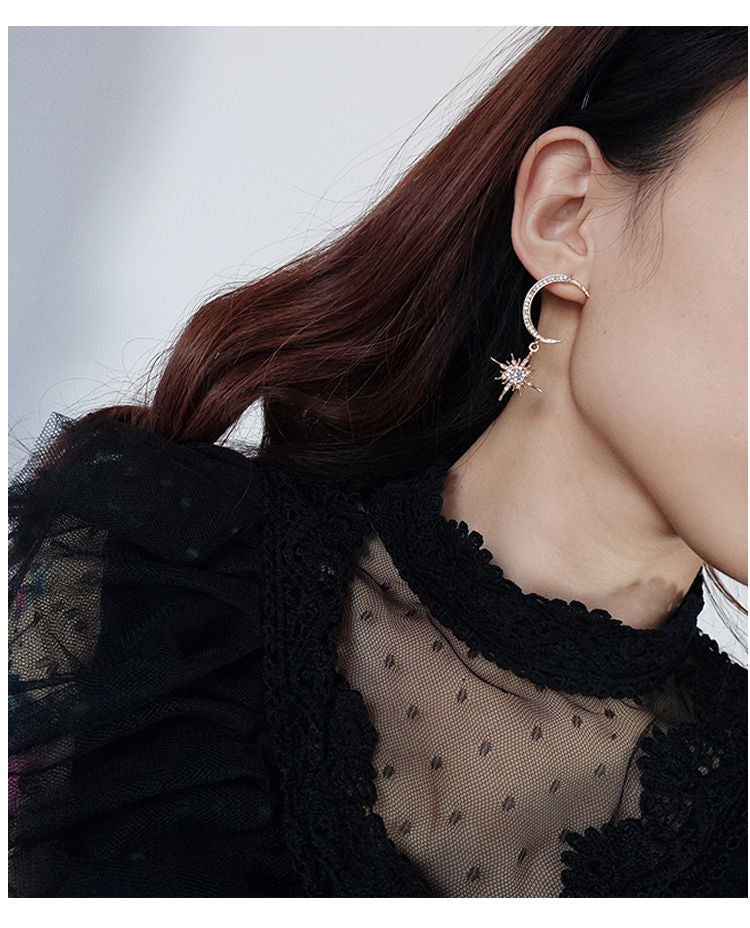 and Earring Moon Rhinestone Star Drop