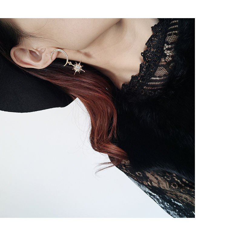 and Earring Moon Rhinestone Star Drop