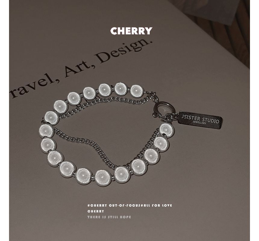 Bead Reflective Alloy Bracelet Layered