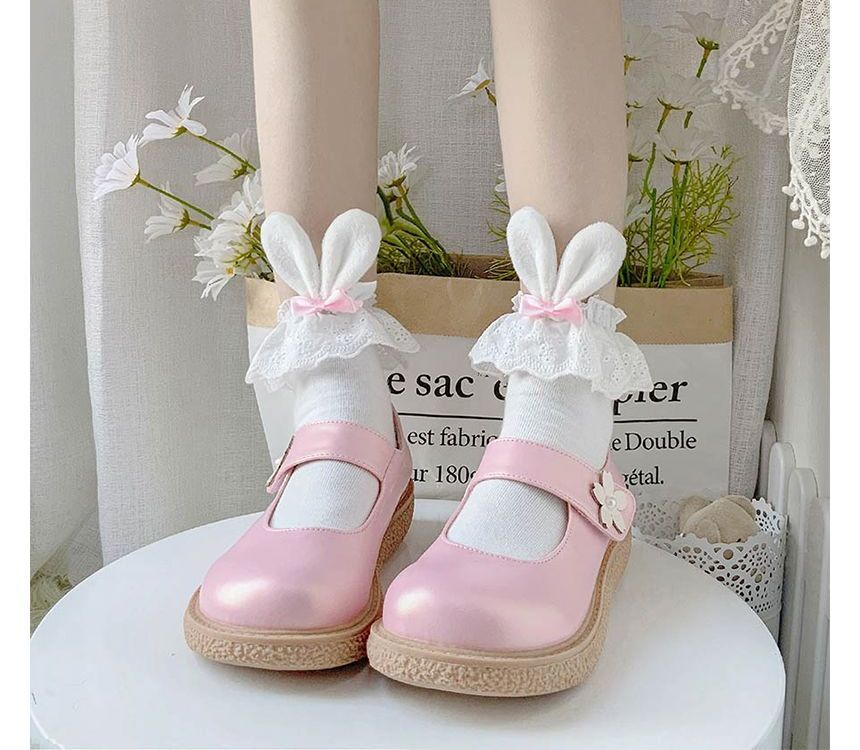 / Rabbit Ear Socks of 2 Bow Accent Set