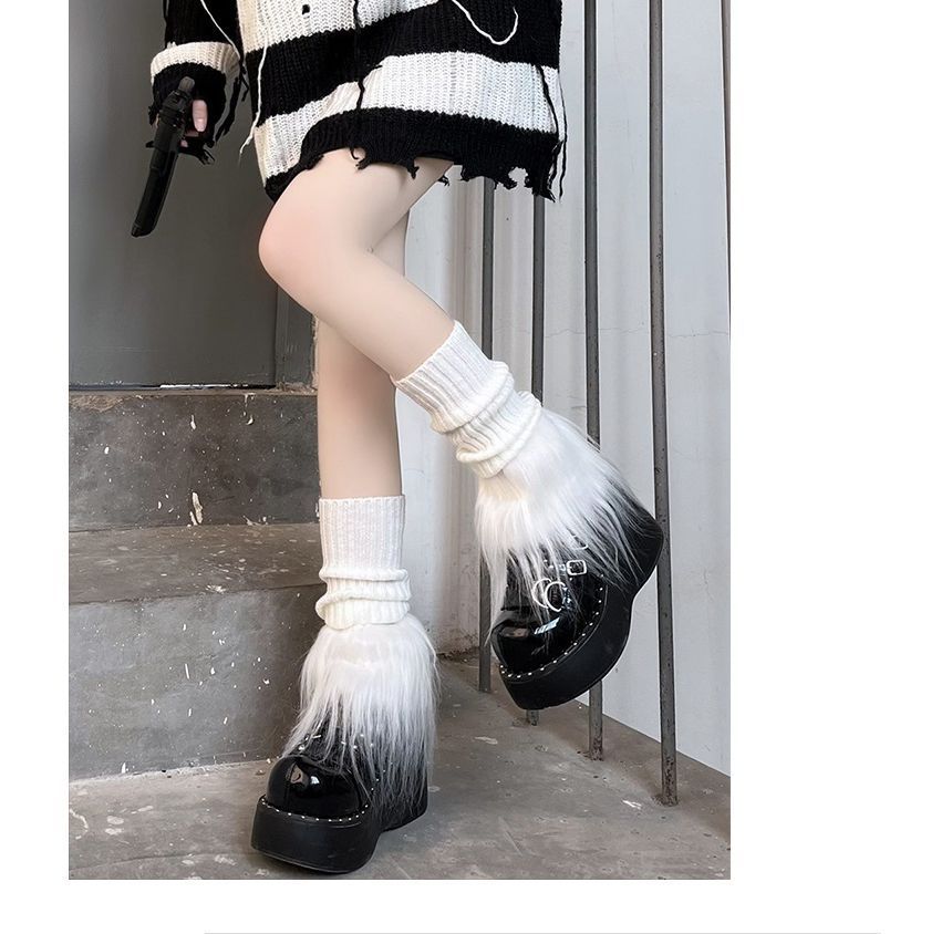 Warmers Trim Fluffy Knit Leg