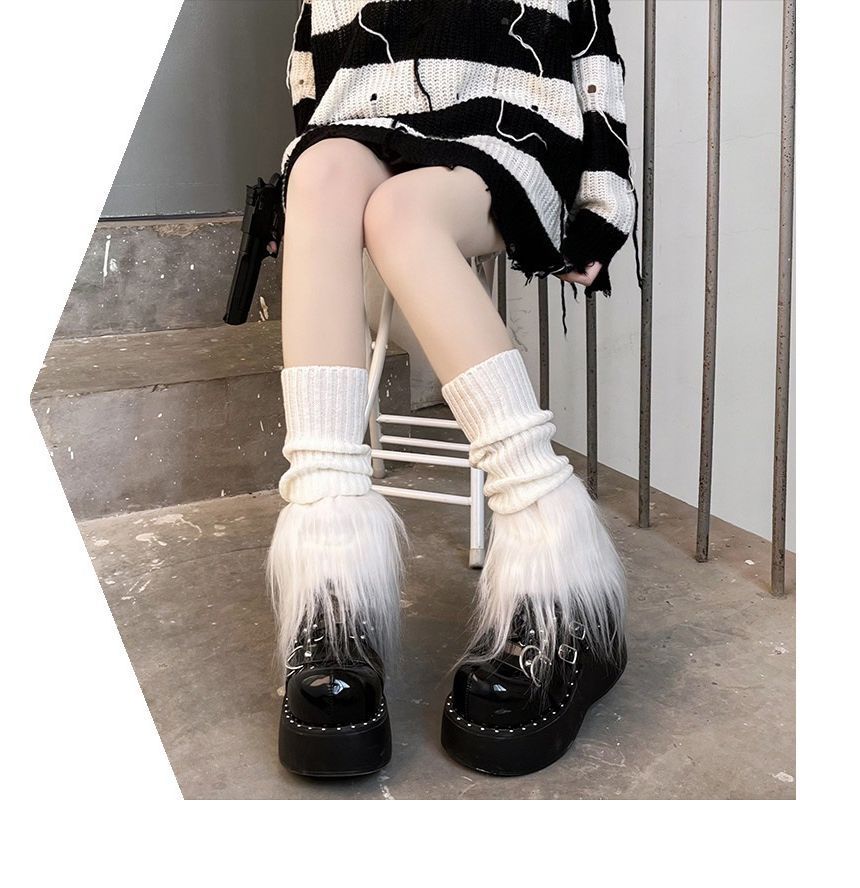 Warmers Trim Fluffy Knit Leg
