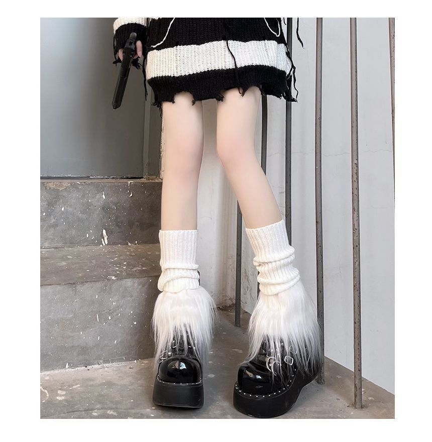 Warmers Trim Fluffy Knit Leg