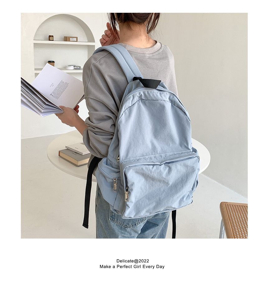Backpack Plain Nylon Zip