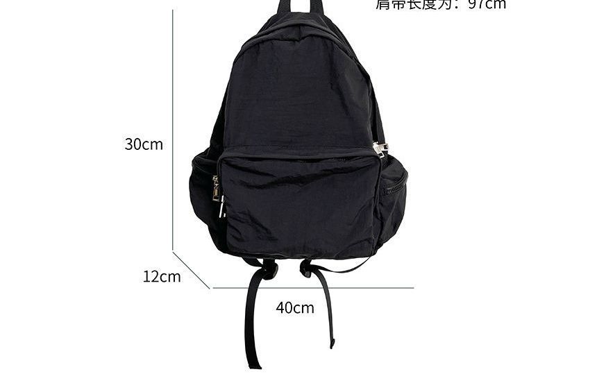 Backpack Plain Nylon Zip