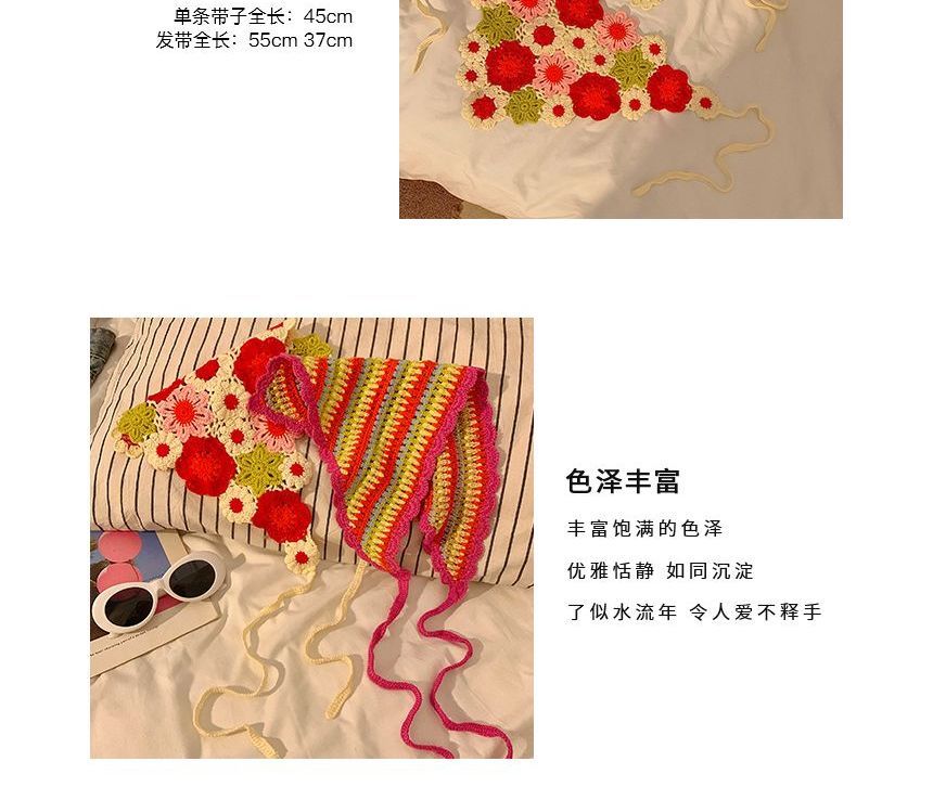 Head Embroidered Scarf Floral Lace Crochet