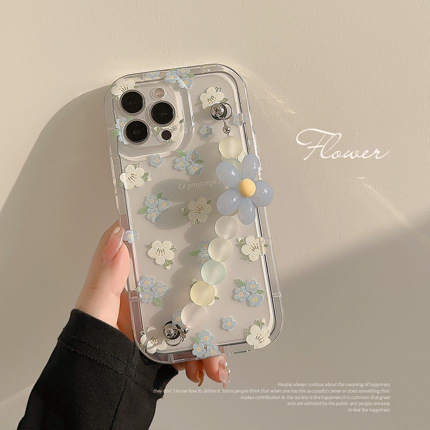 ケース ストラップ 透明 花柄 携帯