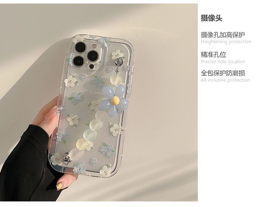 ケース ストラップ 透明 花柄 携帯