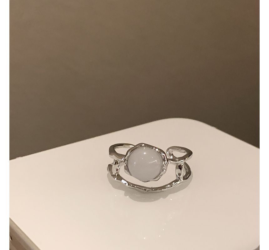 Moonstone Cross Set Open Faux Ring /