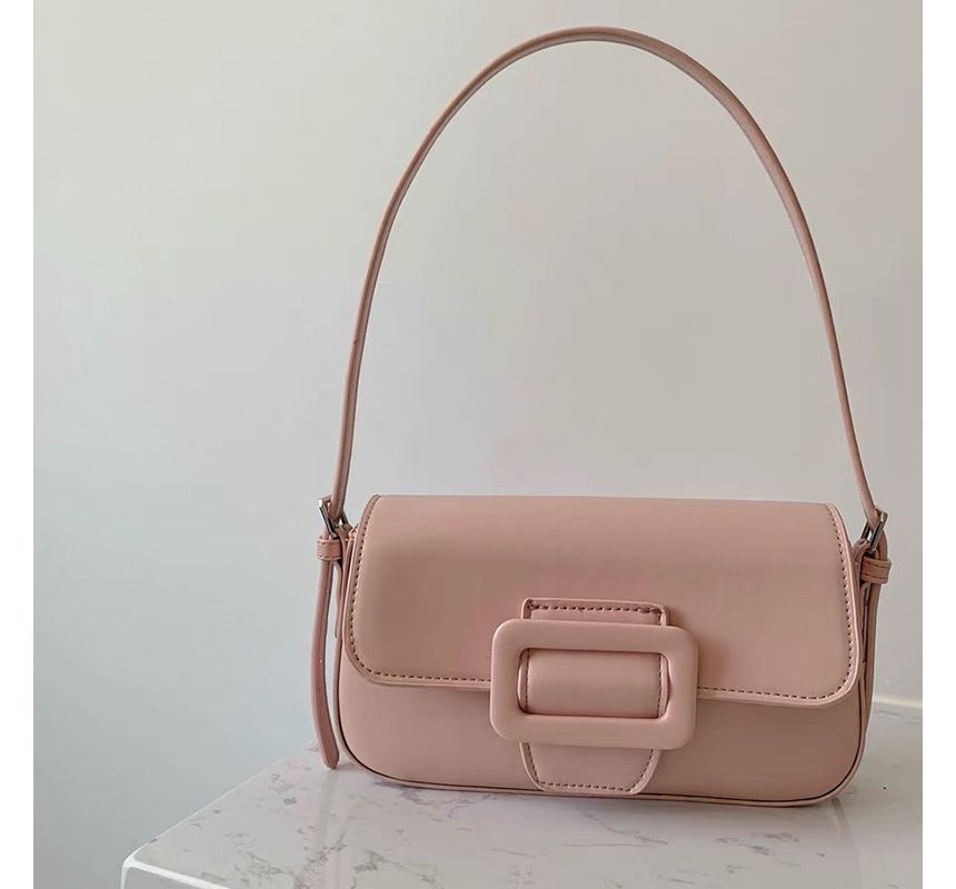 Bag Faux Shoulder Leather Buckled Flap