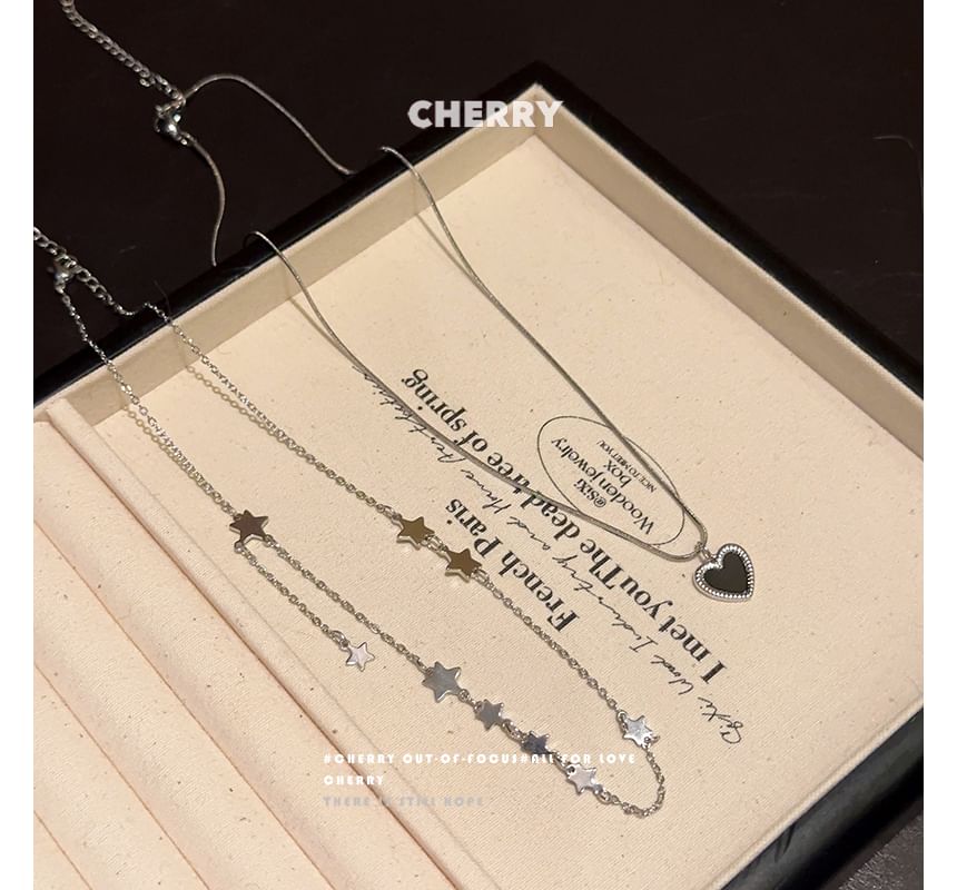 Heart Pendant Alloy Choker Set Necklace Star /