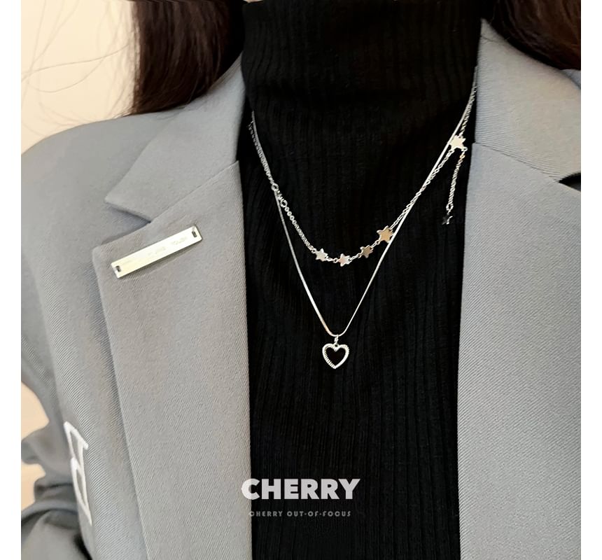 Heart Pendant Alloy Choker Set Necklace Star /