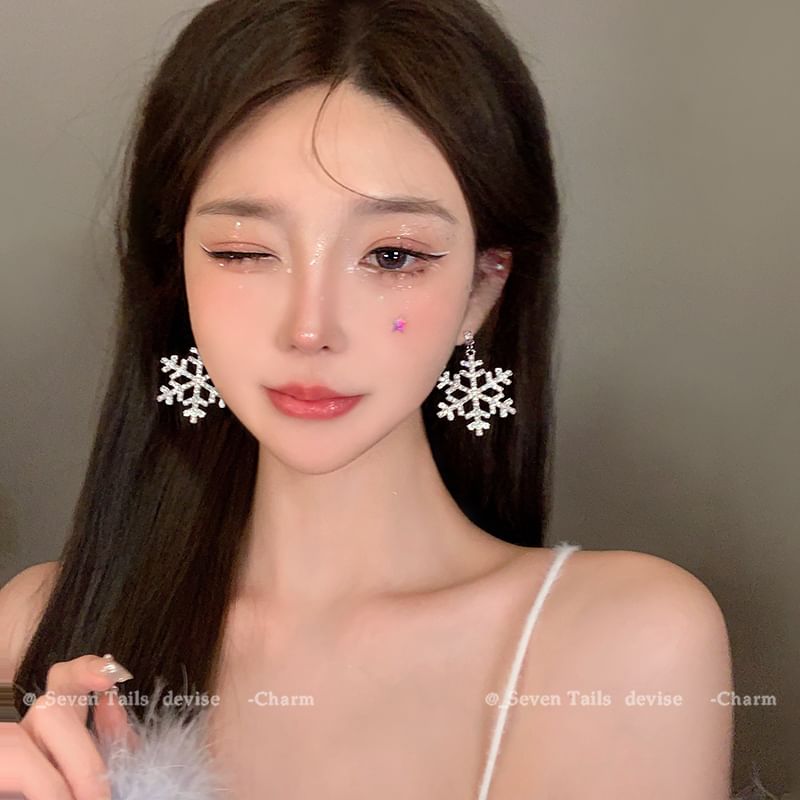 Set / Tree Bracelet Fluffy Drop Christmas Snowflake Earring Choker Chandelier