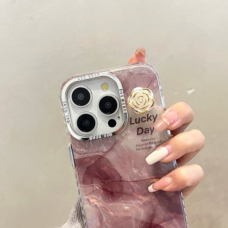 Case Print Floral Phone Marble