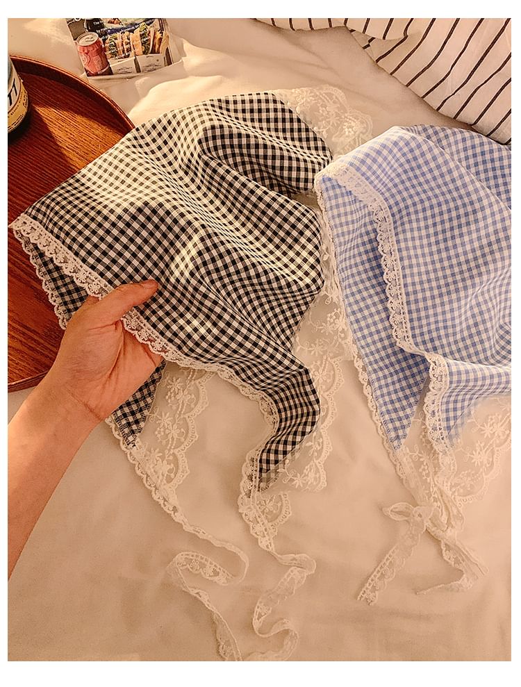 Triangle Designs) Head Scarf Trim Lace Plaid (Various