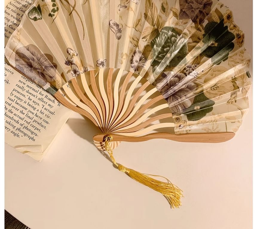 (Various Foldable Designs) Fan Print Bamboo Hand