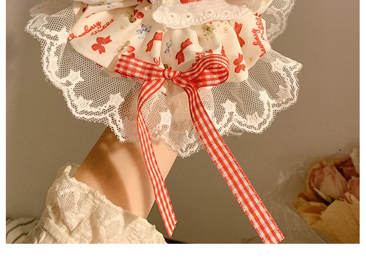 (Various Floral Cherry Bandana Scrunchie / Trim Designs) Lace