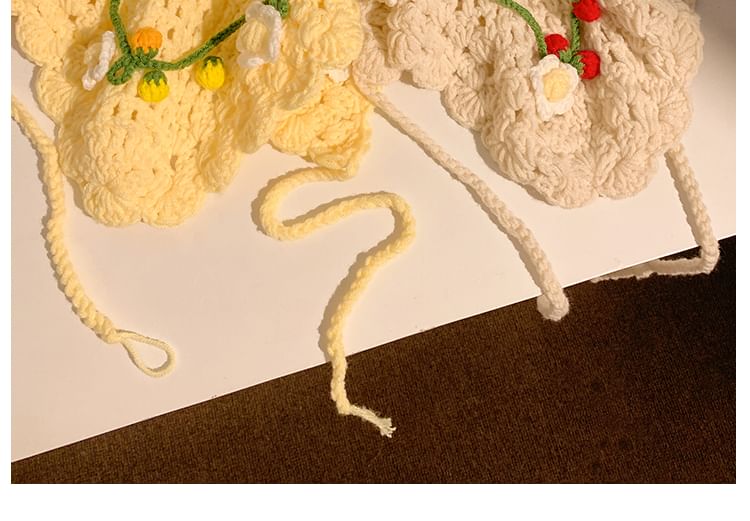 Bonnet Floral Crochet Hair Hat Tie /