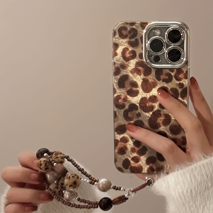 ヒョウ柄スマホケース・ストラップセット