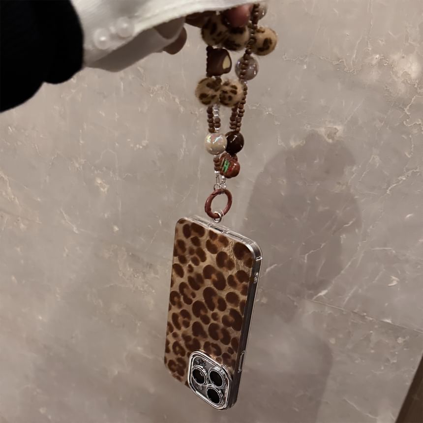 ヒョウ柄スマホケース・ストラップセット