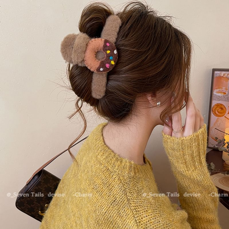 Chenille Acrylic Claw Donut Hair Clip