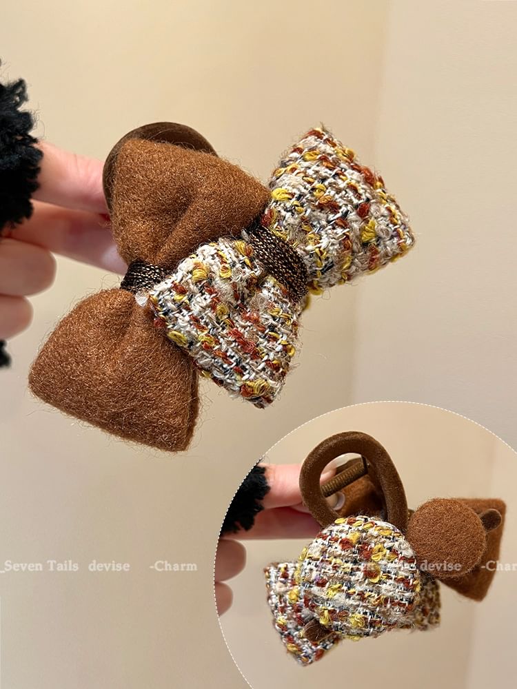 Hair Tweed Bow Claw