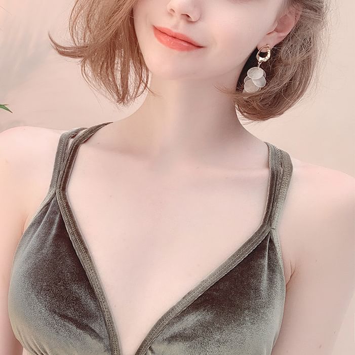 / Earring Shell Drop On Disc Clip