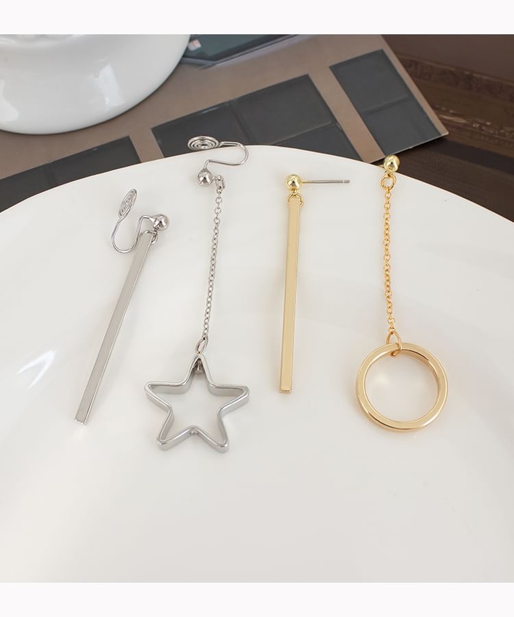 Earring / Drop On Star Clip Asymmetrical