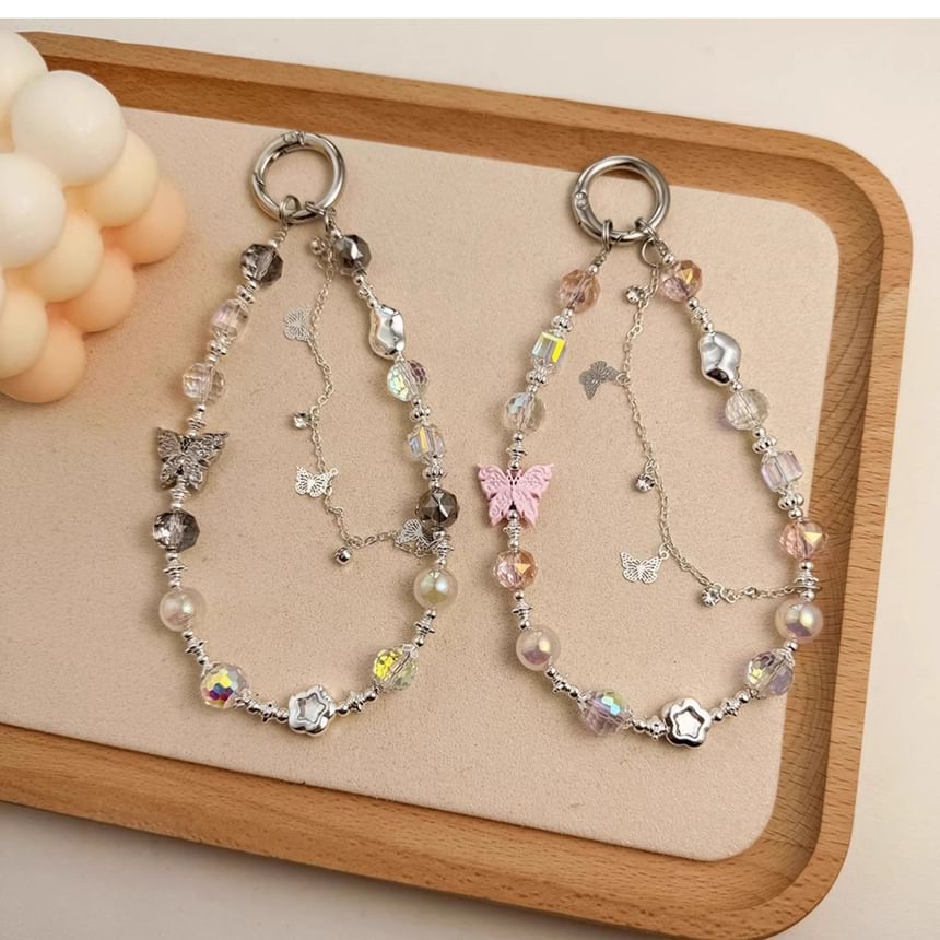 Strap Faux Phone Butterfly Pearl Crystal