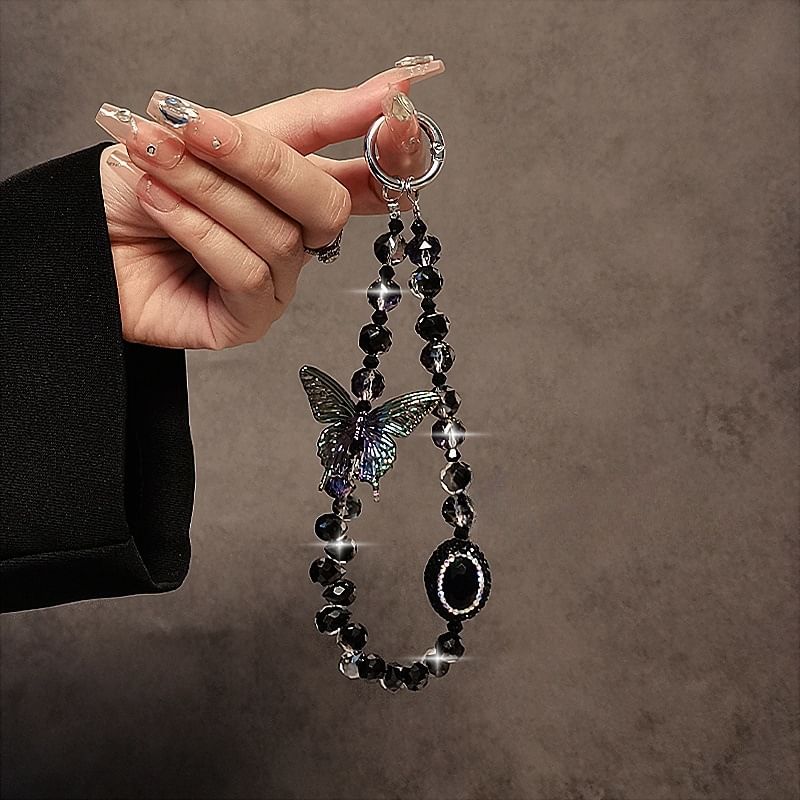 Faux Crystal Phone Butterfly Strap