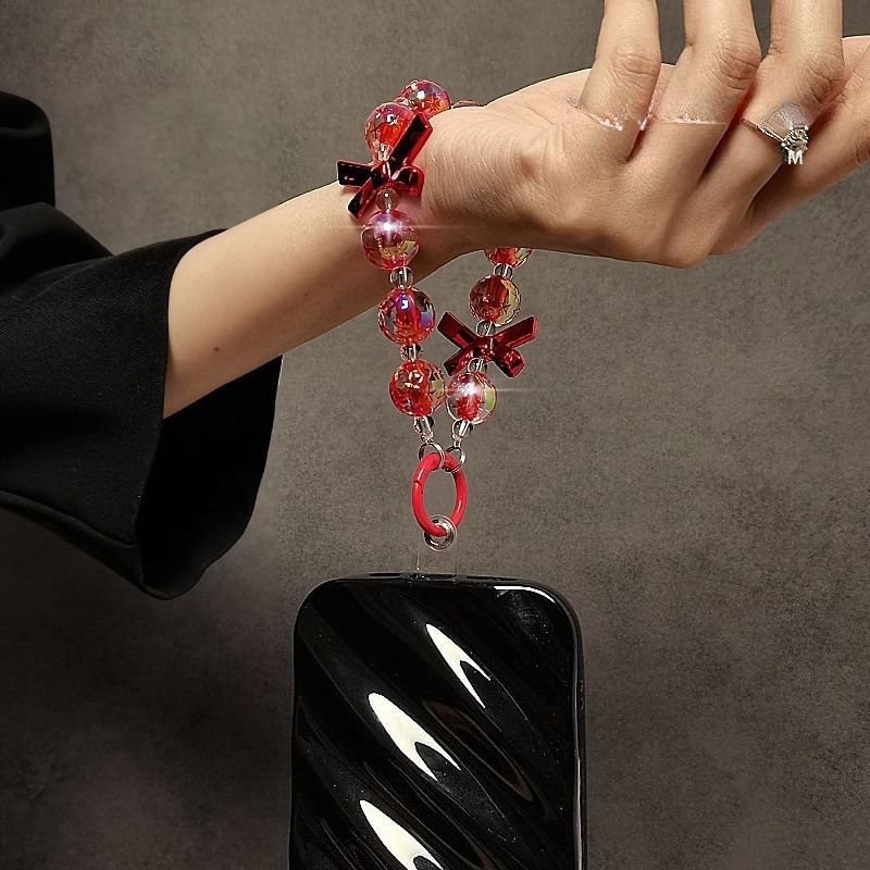 Strap Phone Bow Crystal Faux