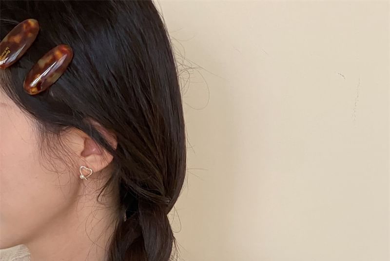 Earring Heart 925 Pearl Stud Faux Silver Sterling