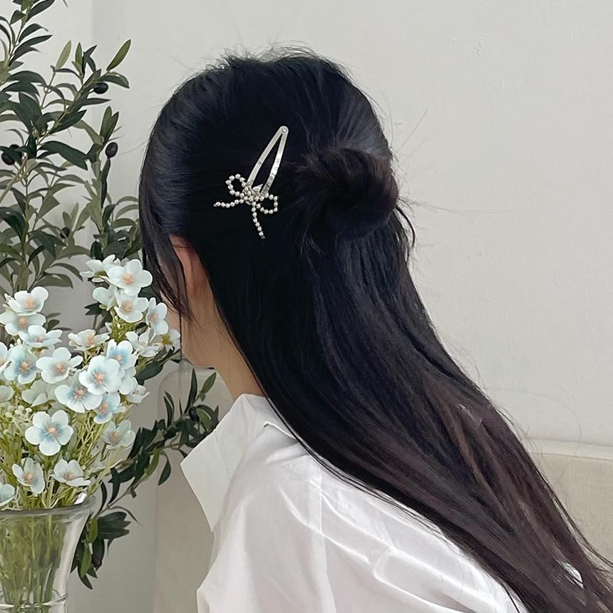 Set Clip Hair Beaded Alloy Bow