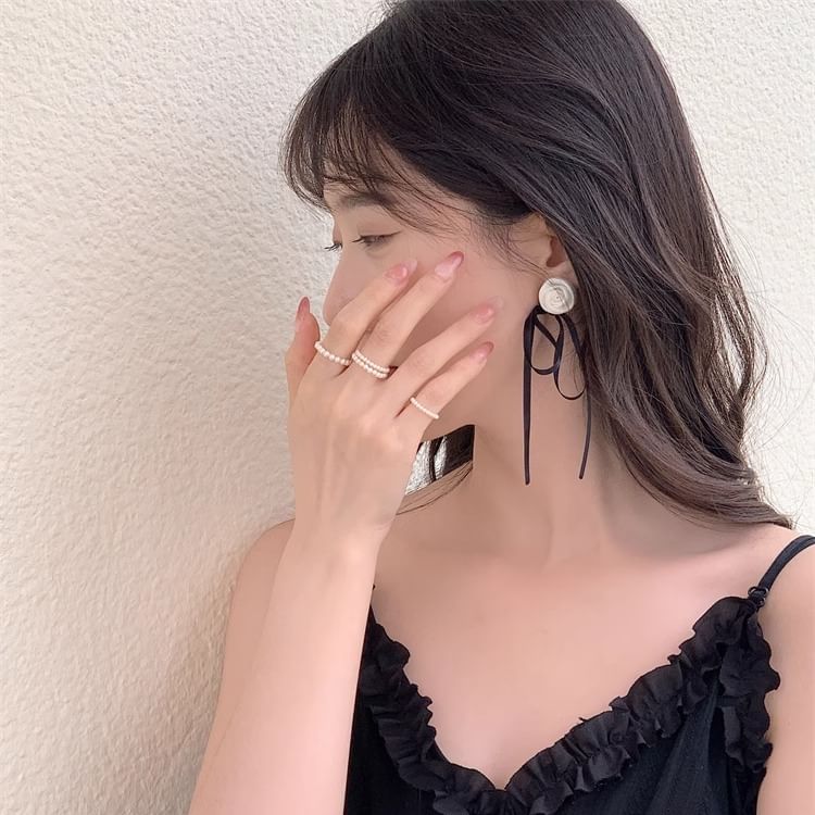Flower Stud Ribbon Earring