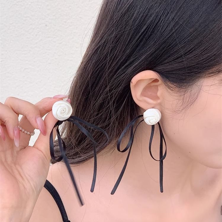Flower Stud Ribbon Earring