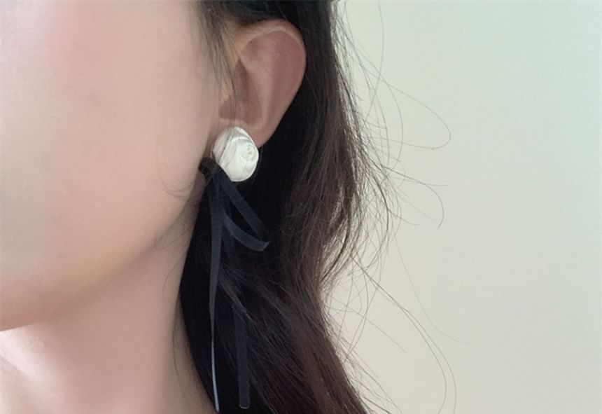 Flower Stud Ribbon Earring