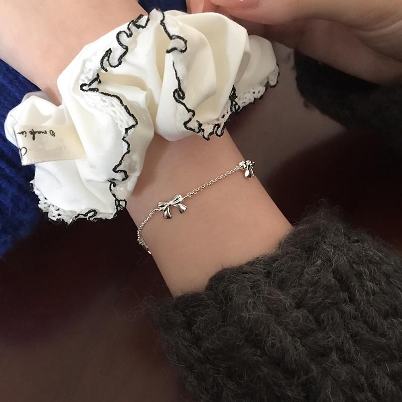 String Bracelet Bow Silver Sterling / 925