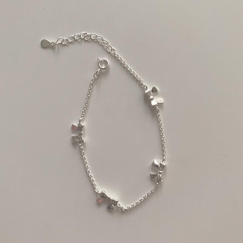 String Bracelet Bow Silver Sterling / 925