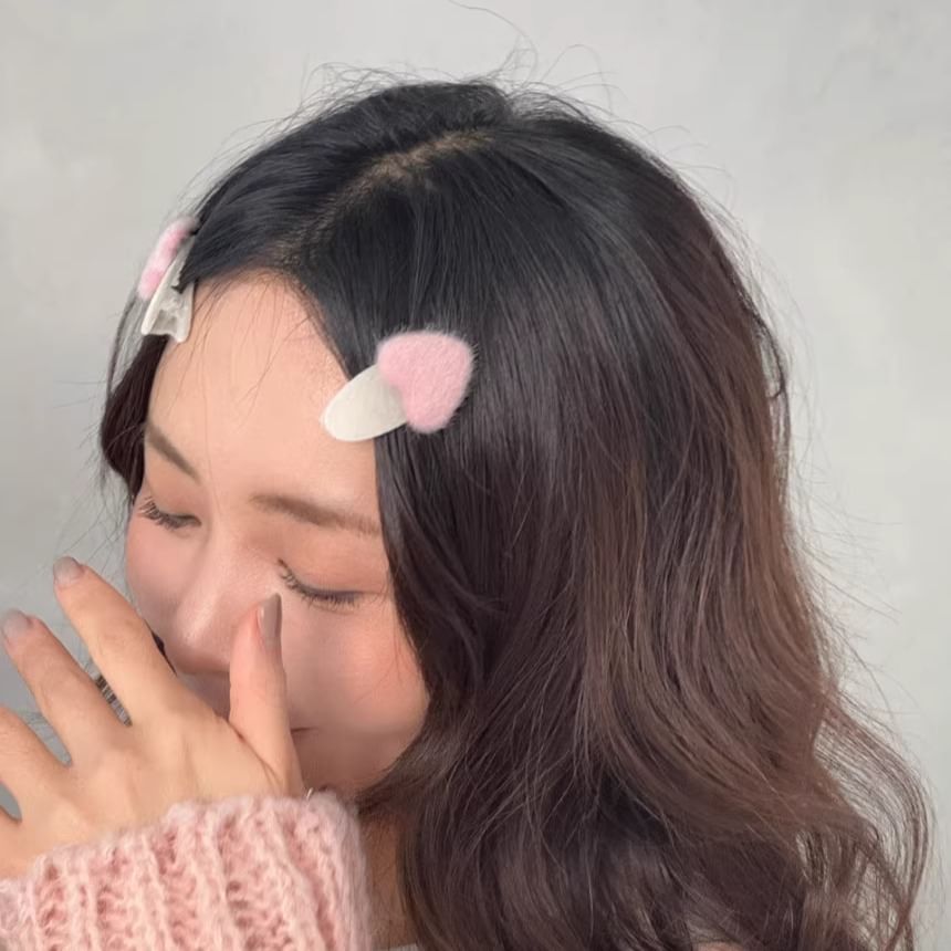 Fluffy Heart Set Hair Clip